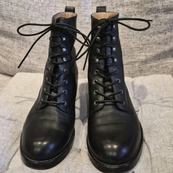 Madewell Patti Women's Lace-Up Boot Black Leather 7.5, Worn Once - Picture 7 of 8
